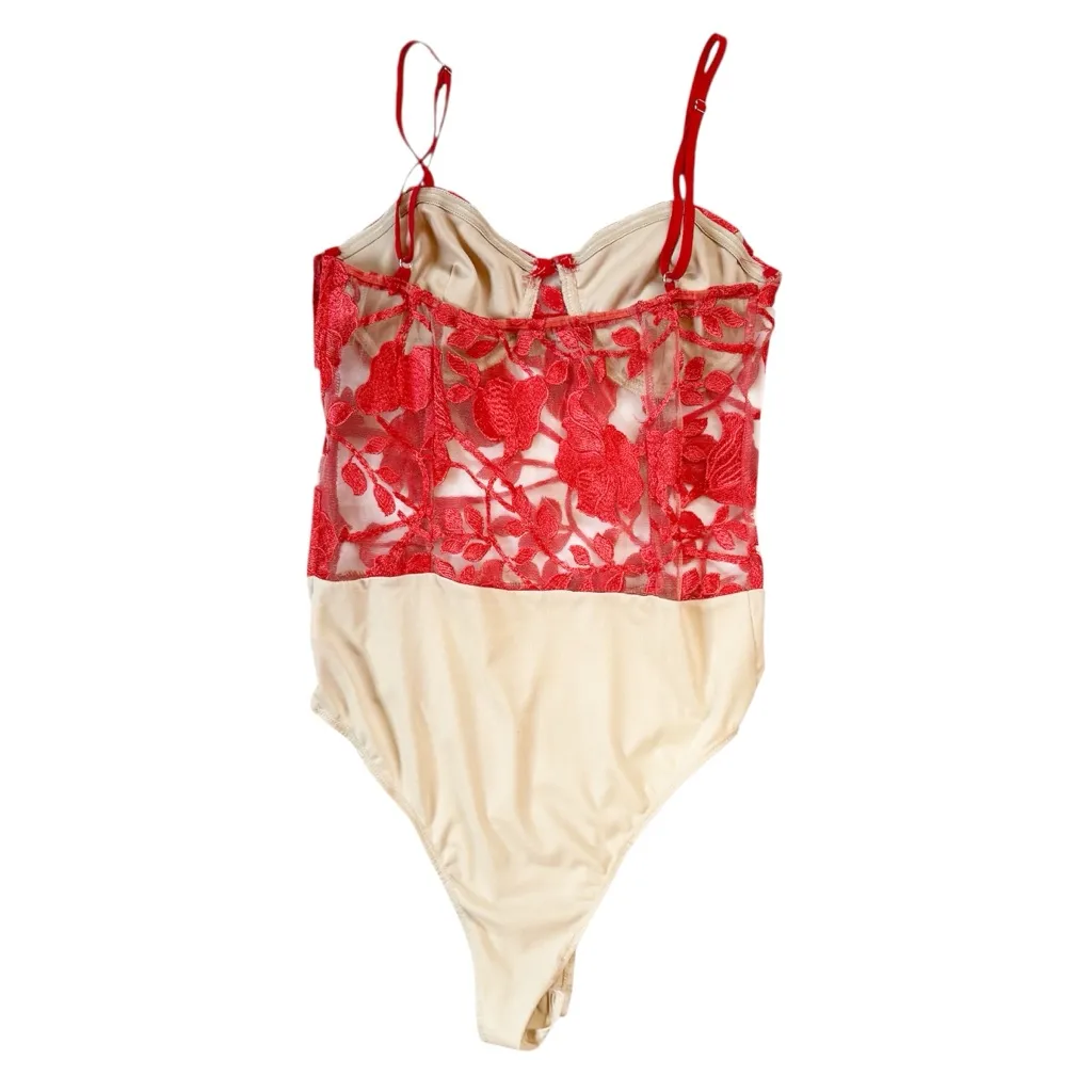 Vintage Charlotte Russe Red Lace Corset Bodysuit - Image 5