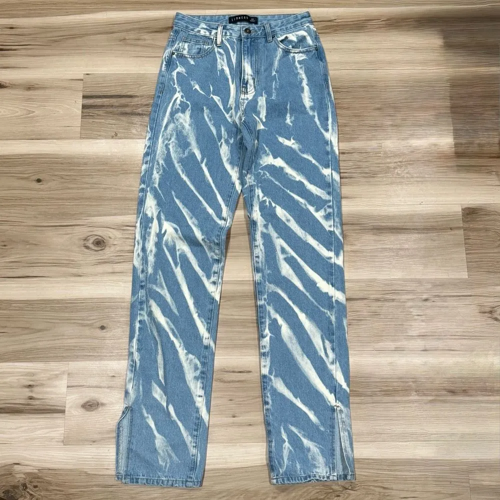 Lioness Alabama Split Hem Straight Leg Tie Dye Jeans Women’s XS - Image 3