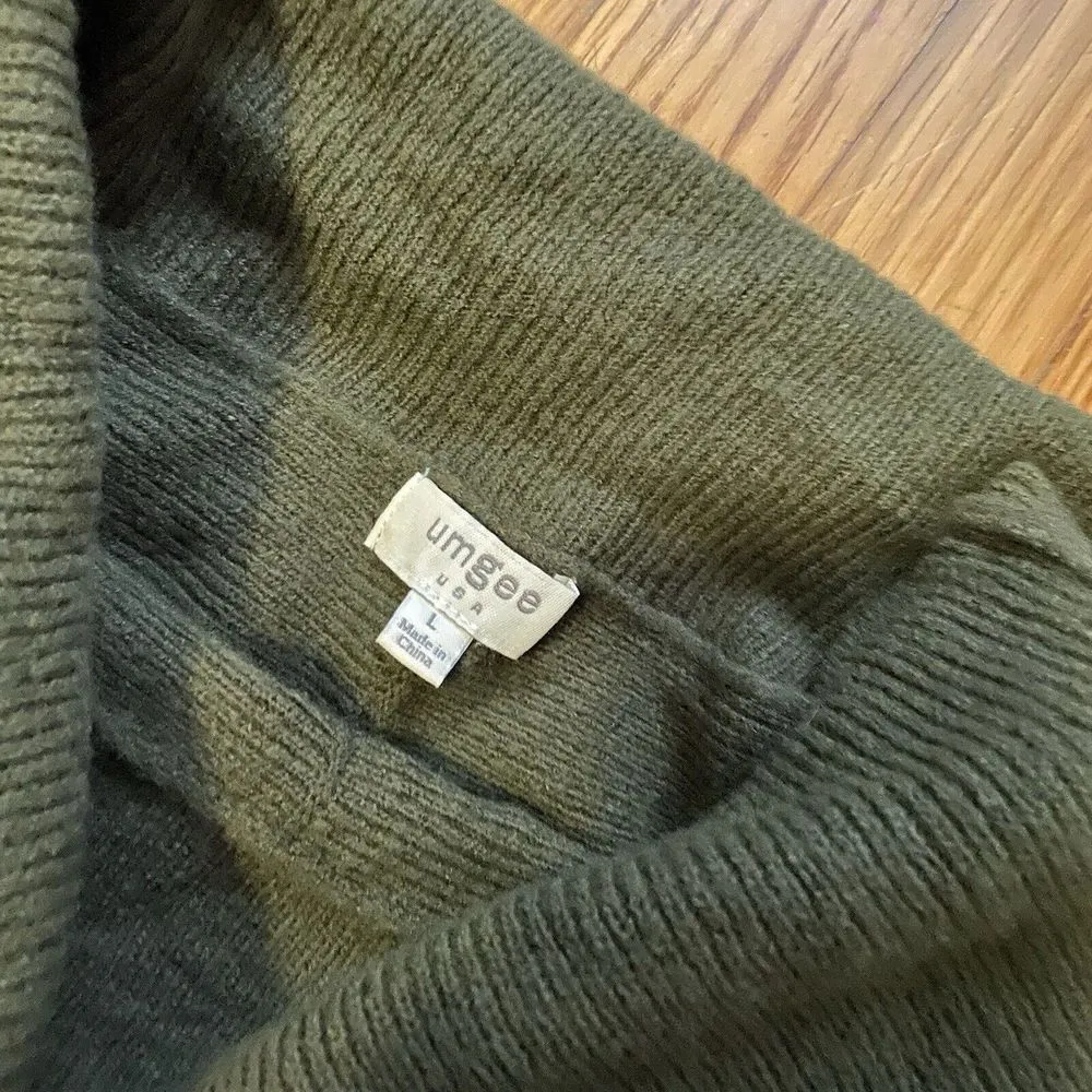 Umgee  Solid Green Cowl Neck Sweater Dolman Style Large L Pullover - Image 2