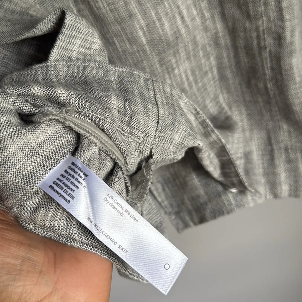 EILEEN FISHER Dark Pearl Gray Cotton Linen Linear Slub Boxy Jacket Medium - Image 10