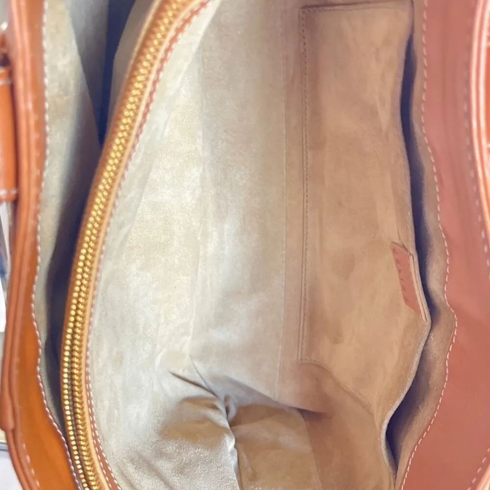 CELINE Boogie Bag Quilted Leather Satchel Caramel Gold Hardware CE00/15 Italy - Image 16