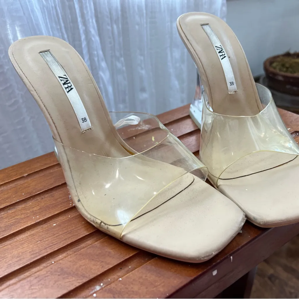 Zara clear cream irregular subversive heels - Image 3