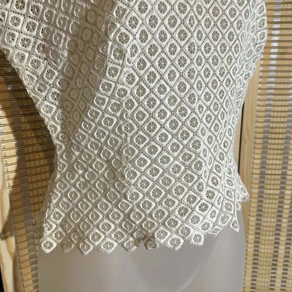 Vintage Handmade (1950s?) Pale Cream Guipure Lace Cropped Tank Top Size undefined - Image 3