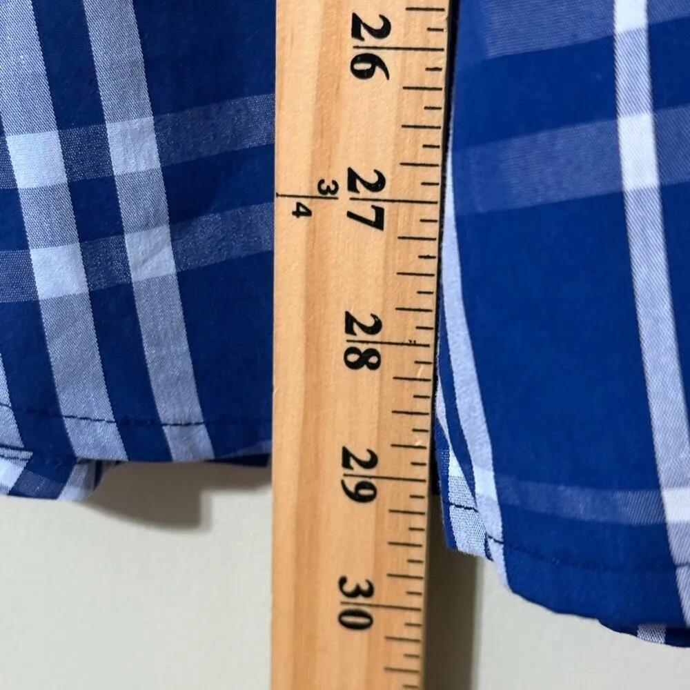 New York & Company women’s size XL tall blue white button up v neck half sleeve - Image 4