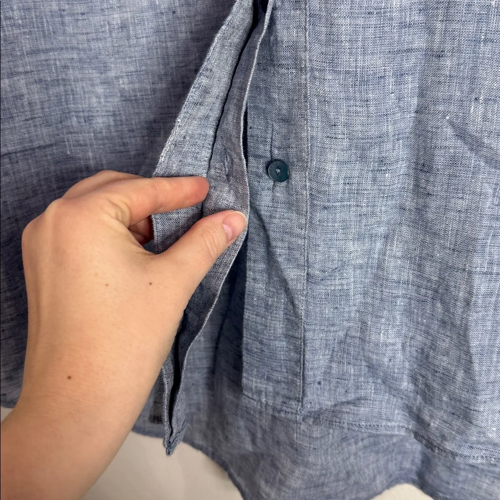 NIC+ZOE Textured Lagenlook Light Long Sleeve V-neck Button Down Linen Top size M - Image 8