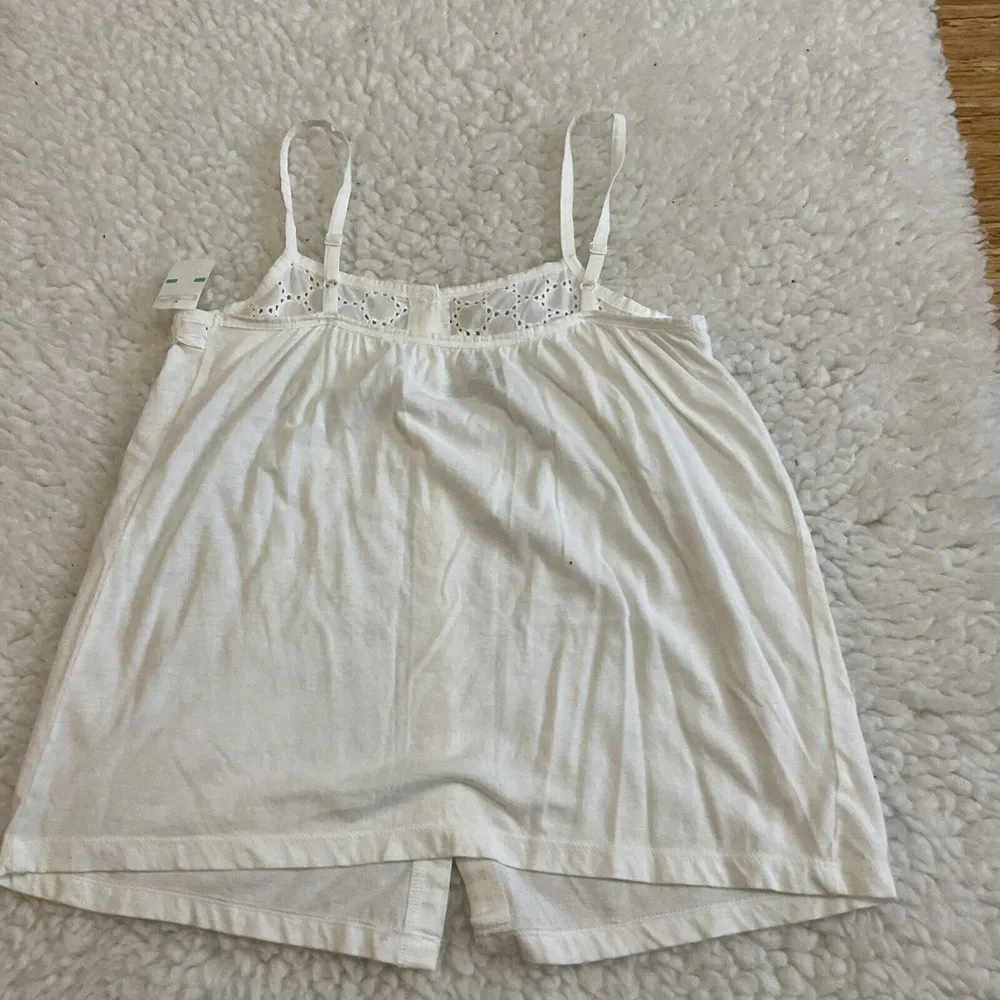 mossimo supply co White Adjustable Spaghetti Strap Eyelet Top XS - Image 4