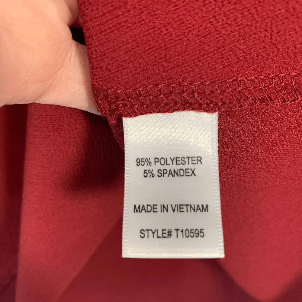 Bjewel Women's Crew Neck 3/4 Sleeve Lace Trim Cropped Top Burgundy Red Size XS - Image 4