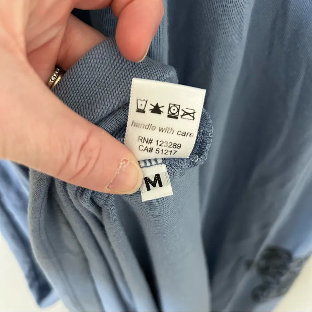 Lauren Moshi Blue Racerback Sleeveless Ribbed Maxi Dress Dolphin Skull Graphic M - Image 6