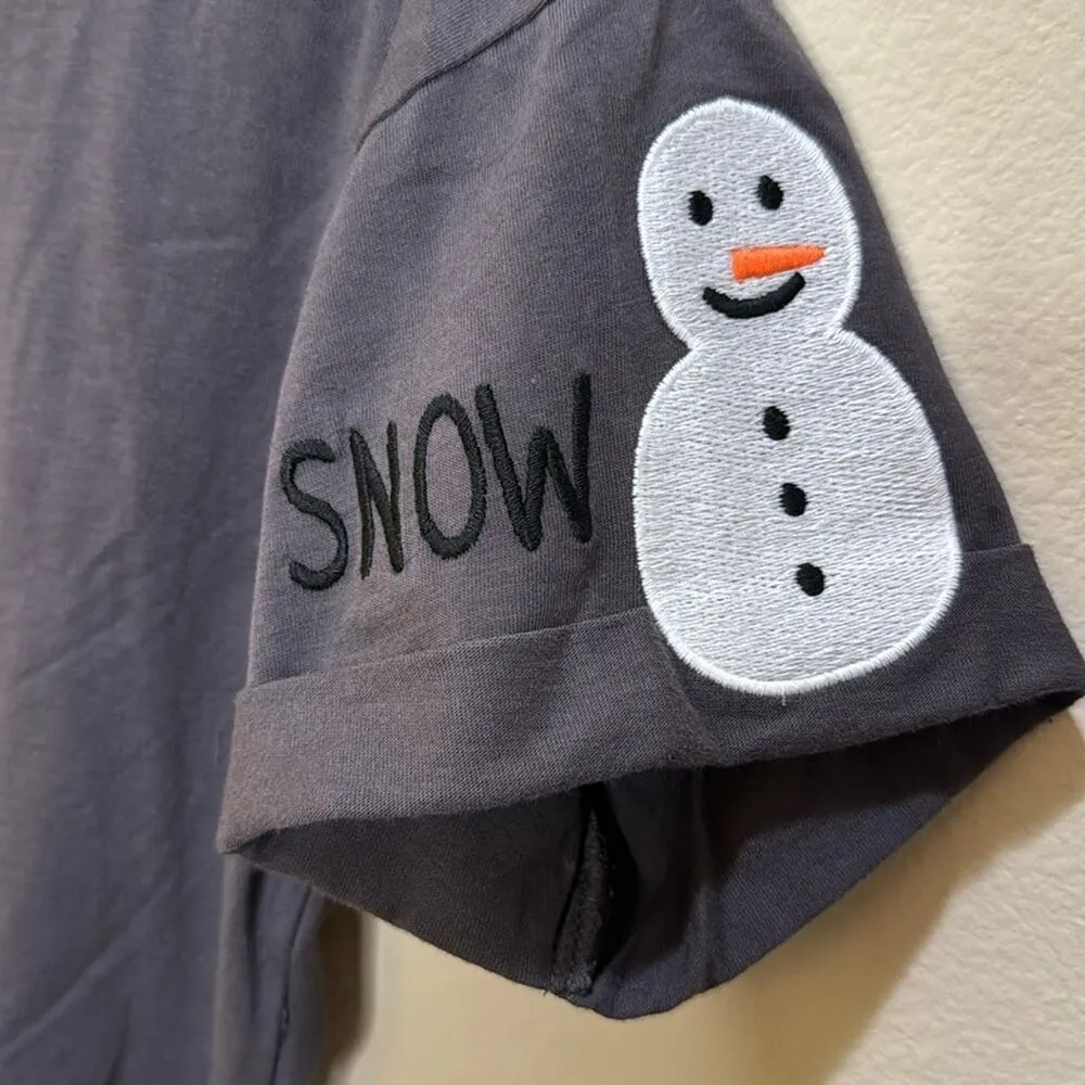 ASOS Snow Way Snowman Embroidered Tee Size 6 - Image 3