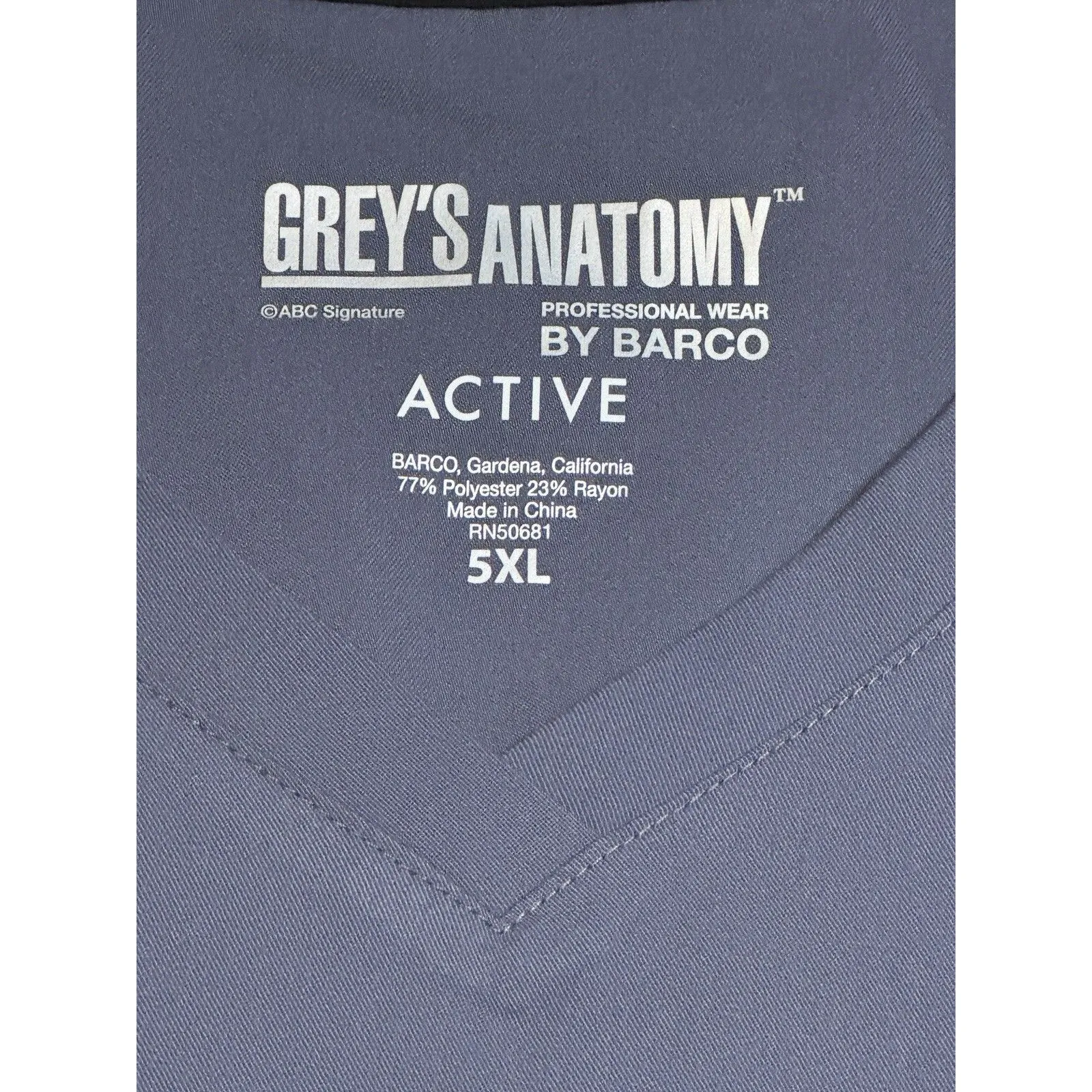 GREY'S ANATOMY‎ by Barco Cora 4-Pocket V-Neck Scrub Top Granite 5XL NEW 41423 - Image 7