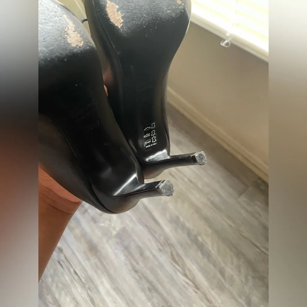 Barneys New York Black Lace-Up Heels - Image 11