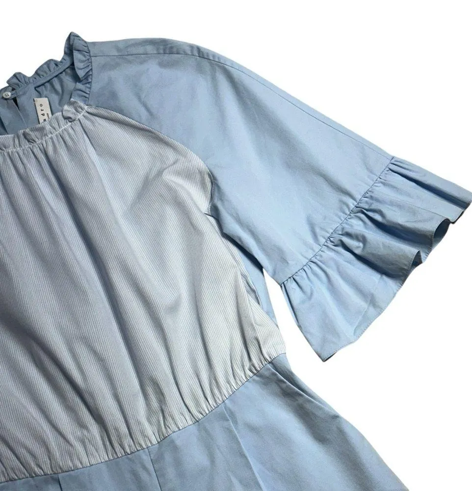 Sandro Rosalyn Colorblock Light Blue Short Sleeve Romper Women’s S - Image 3