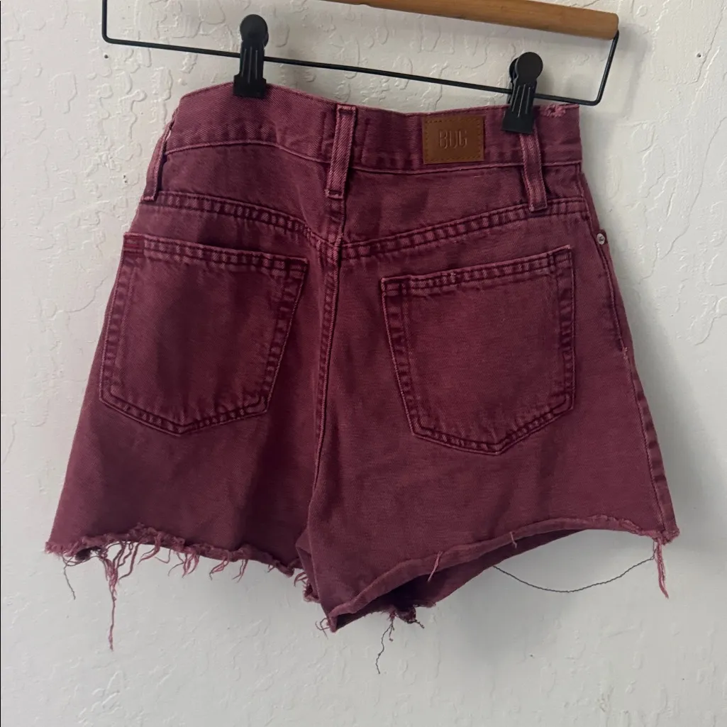 BDG Purple Red Pink A Line Shorts Denim Frayed Hems Size 26 - Image 4