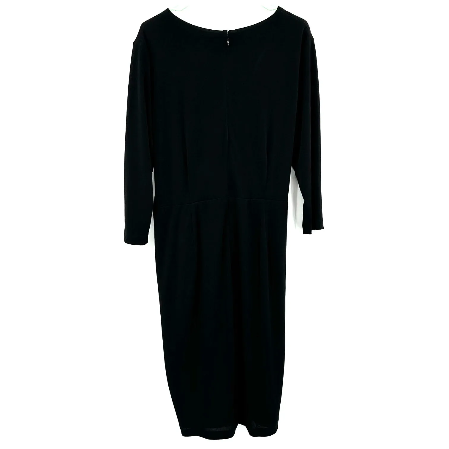 Lane Bryant Size 18 Long Sleeve Dress Black Tie Waist Mixed Media Sparkle Simple - Image 2