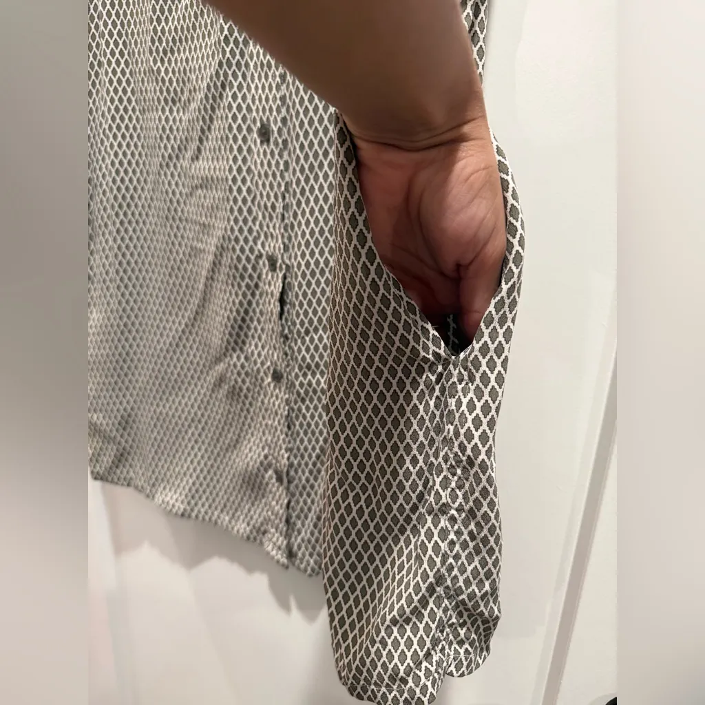 Equipment‎ Femme Green Lattice 100% Silk Sleeveless Shirt Dress Button Size M - Image 4