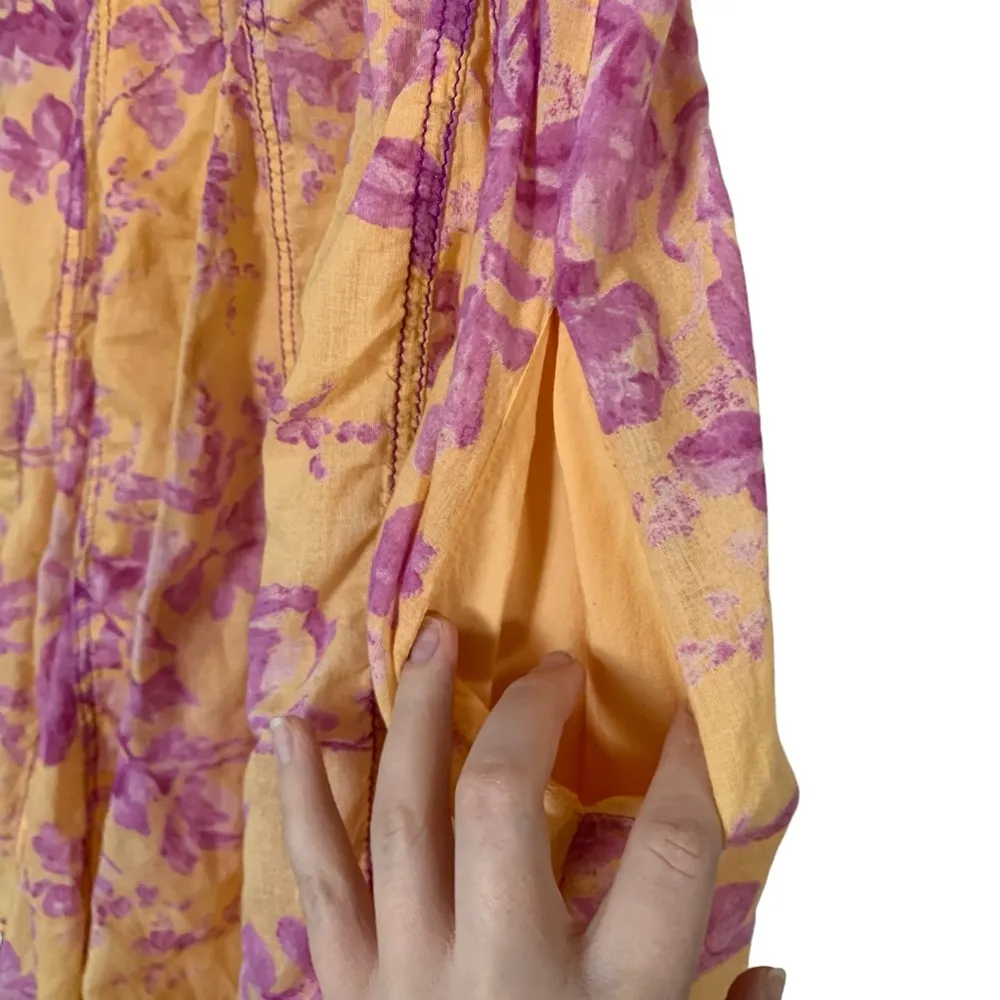 Free People Sully Tunic / Mini Dress Purple Orange Yellow Floral Printed Shift - Image 9