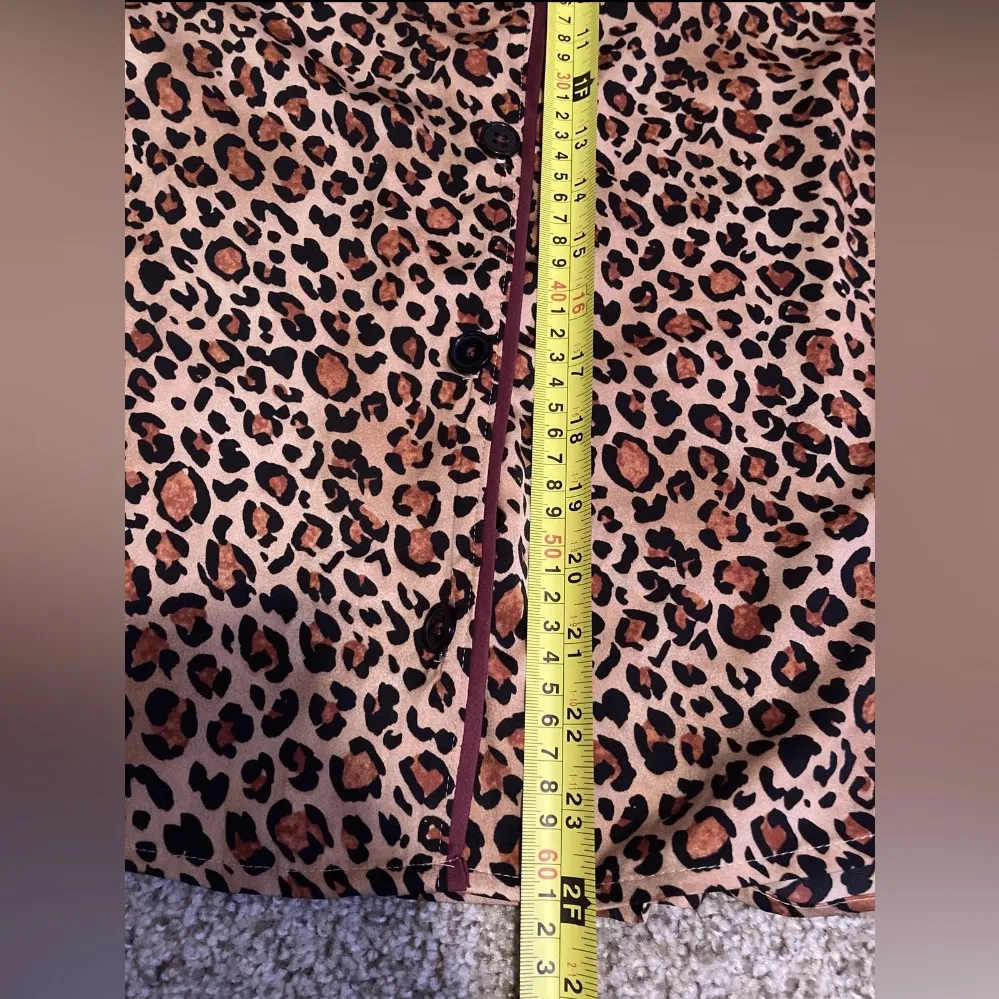 Room Service Leopard Print Button Pajama Shirt Brown - Image 4