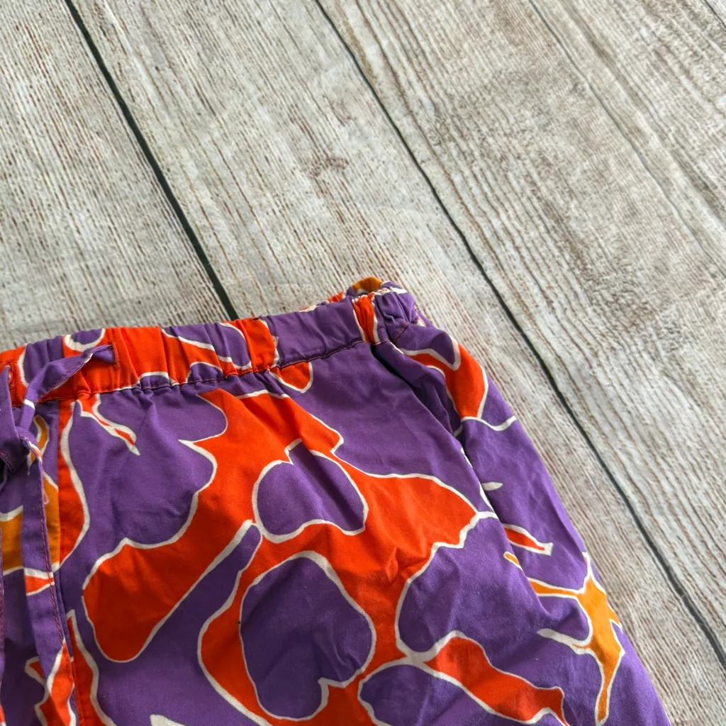 Anthropologie Cotton Poplin Drawstring Floral Purple Size Small Shorts - Image 6