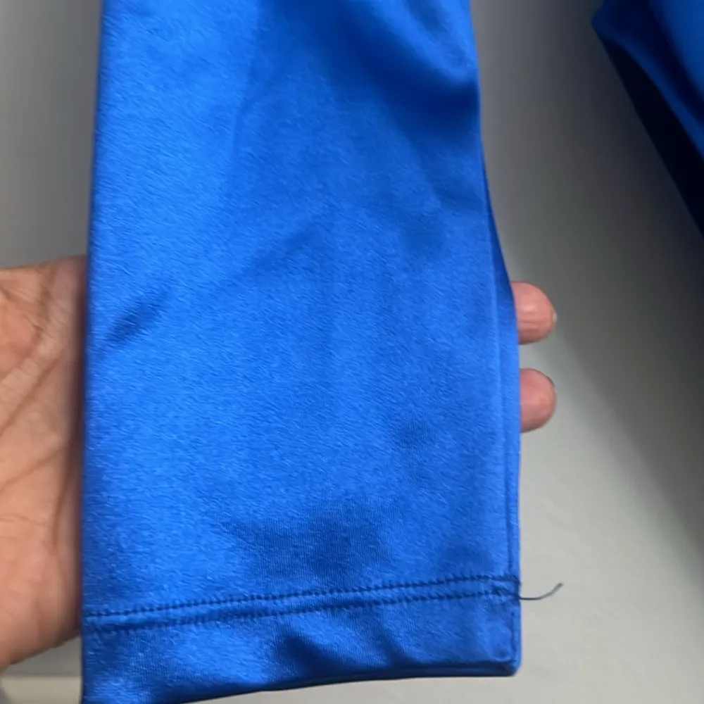 Silk look Blue Long Sleeve Bodysuit Deep V neck - Image 6