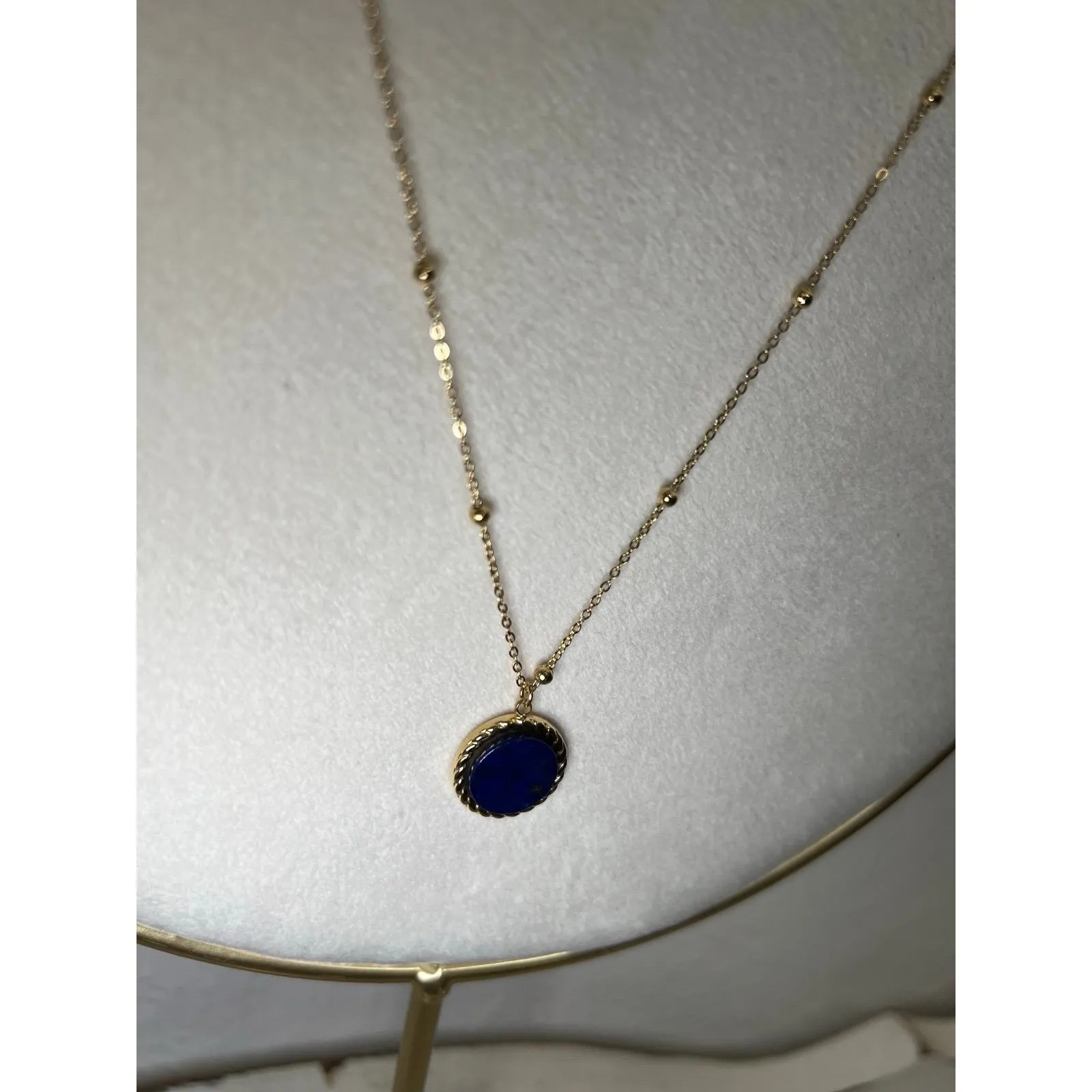 Titanium Steel 14K Gold Plated Elegant Lady Plating Inlay Round Twist‎ | BLUE - Image 5