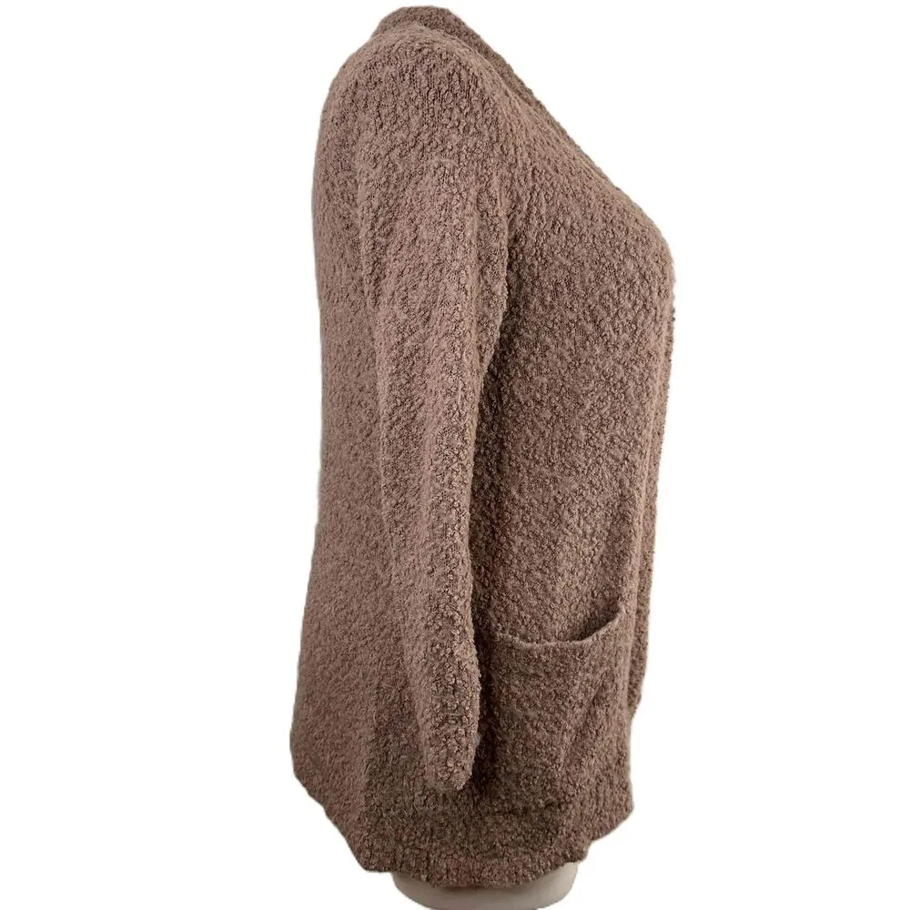 Torrid Women's Taupe Open Front Long Sleeve Shaggy Texture Cardigan Size 00 - Image 5