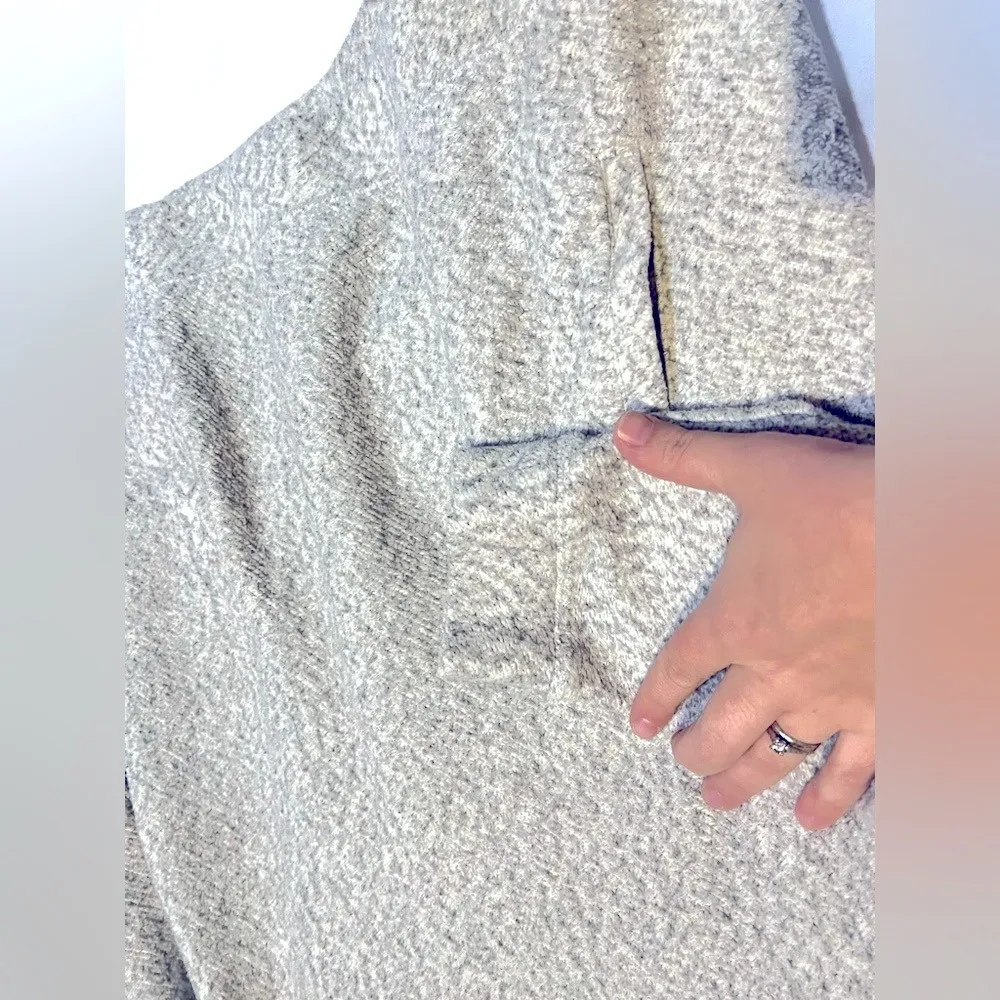 L.L. Bean Heritage Marled Fleece Shawl Collar Pullover Small Grey Cream Cozy EUC Gray - Image 7