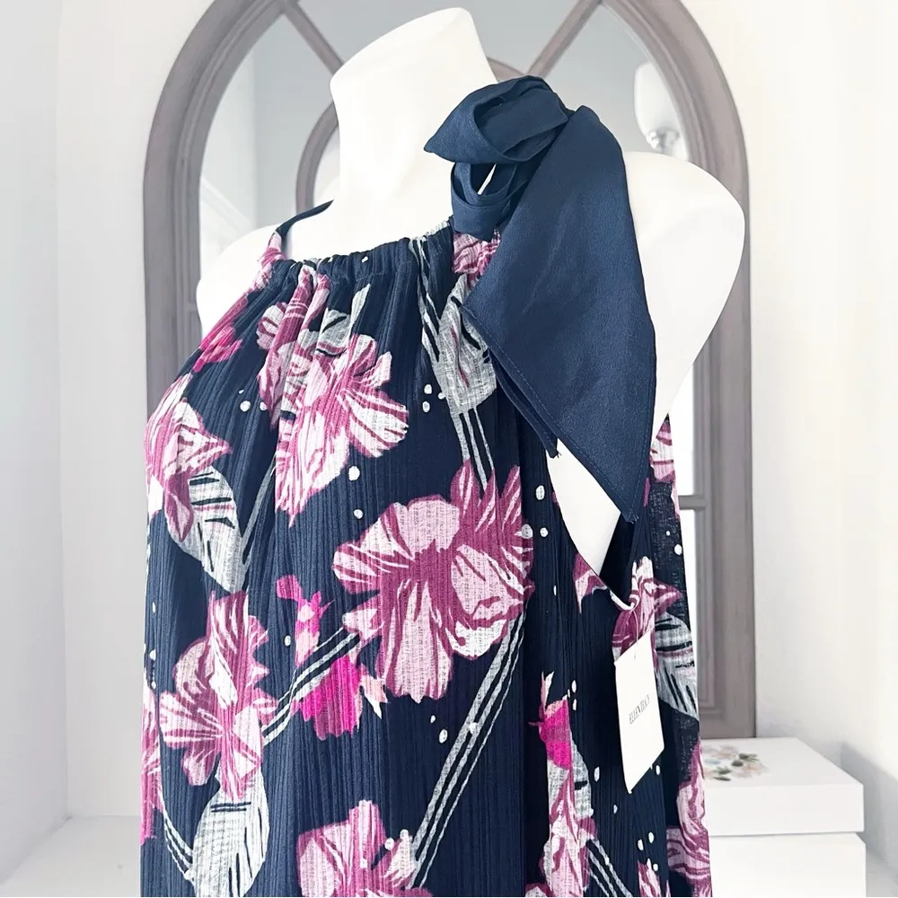 Ellen Tracy Ibiza Halter Tie Maxi Dress, Balinese Floral Pink, Size XL New w/Tag - Image 9