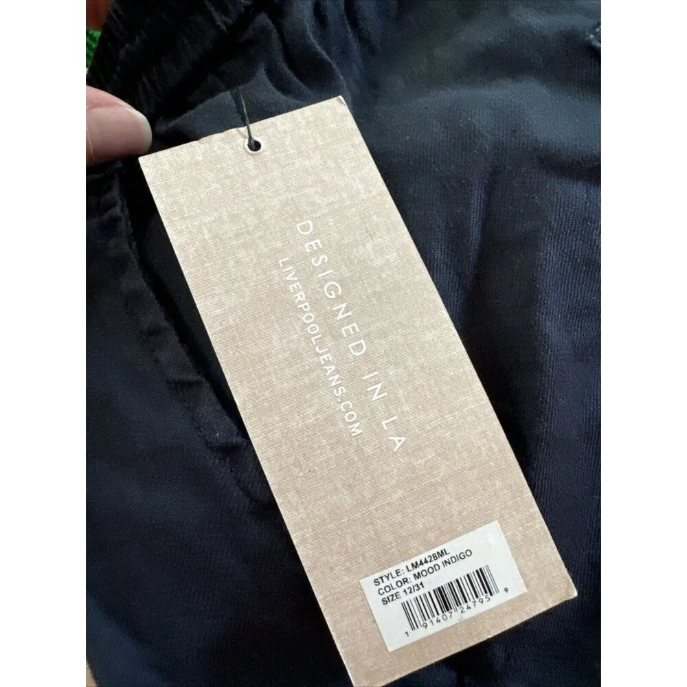 Liverpool Women's Kaitlynn Linen Stretch Palazzo Pants Size 12/31 Navy Blue New - Image 6