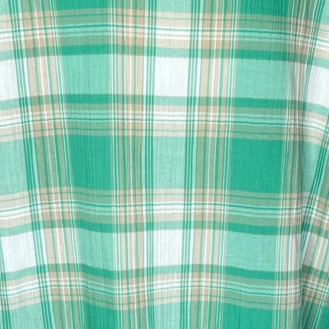 Allison Daley Shirt Womens 16 Petite Green Cream Plaid Button Up‎ Grandmacore - Image 6