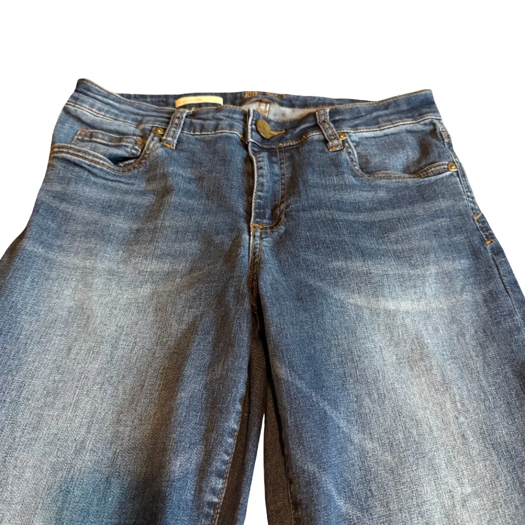 Kut From The Kloth Kick Flare Jeans Medium Wash Raw Hem Cropped Size 6 Women's - Image 3
