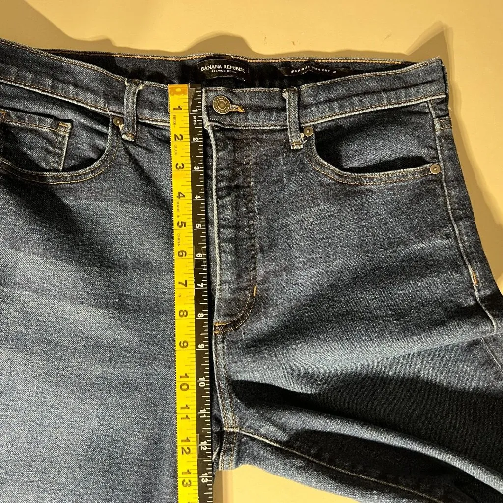 Banana Republic Jeans Womens 31 Blue High Rise Straight‎ Raw Hem Ankle Denim - Image 6