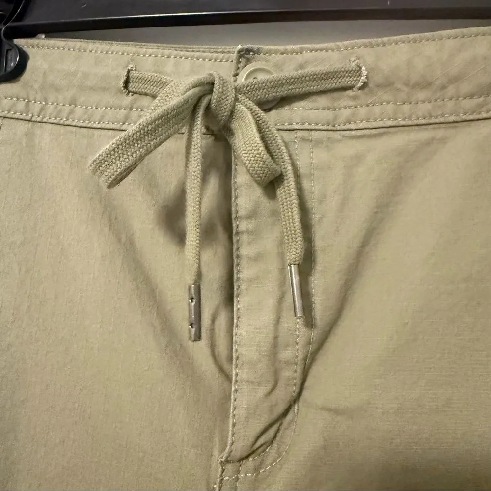 Eddie Bauer High Waist 4 Pocket Khaki Shorts Button Zipper Tie Front Tan‎ 10 - Image 2
