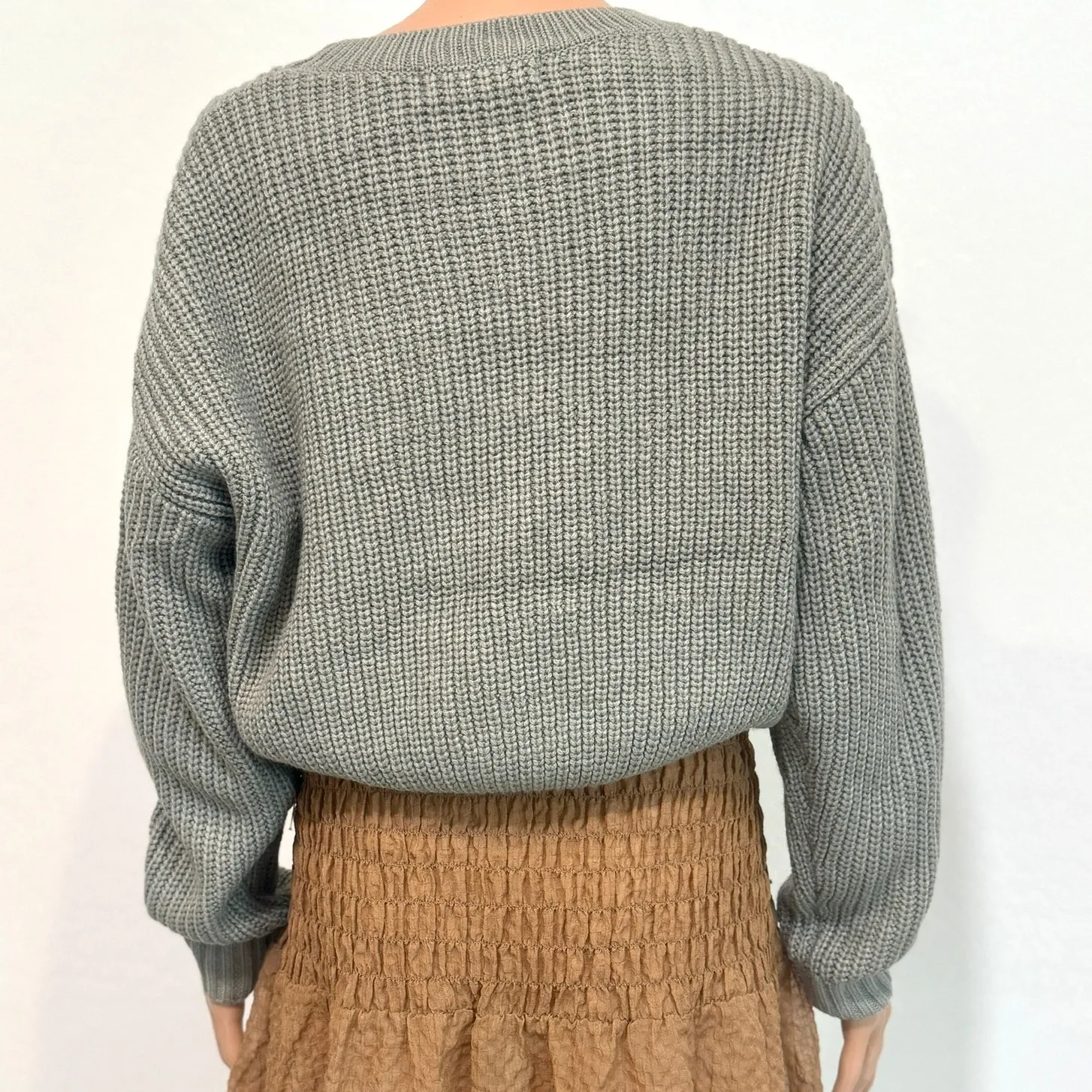 new Elodie XL acrylic knit crewneck cropped chunky sweater SP 3131 - Image 6