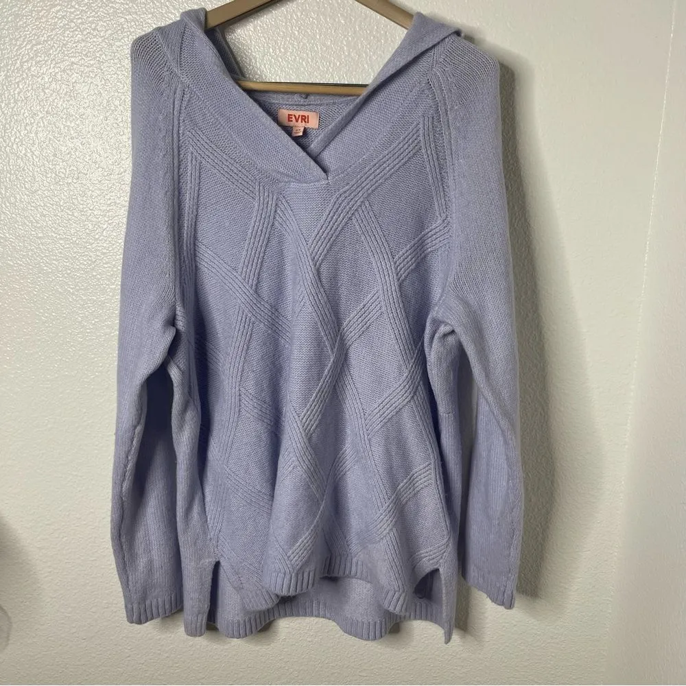 Evri hoodie sweater light pastel purple v neck size 0X Plus or US12W - Image 2