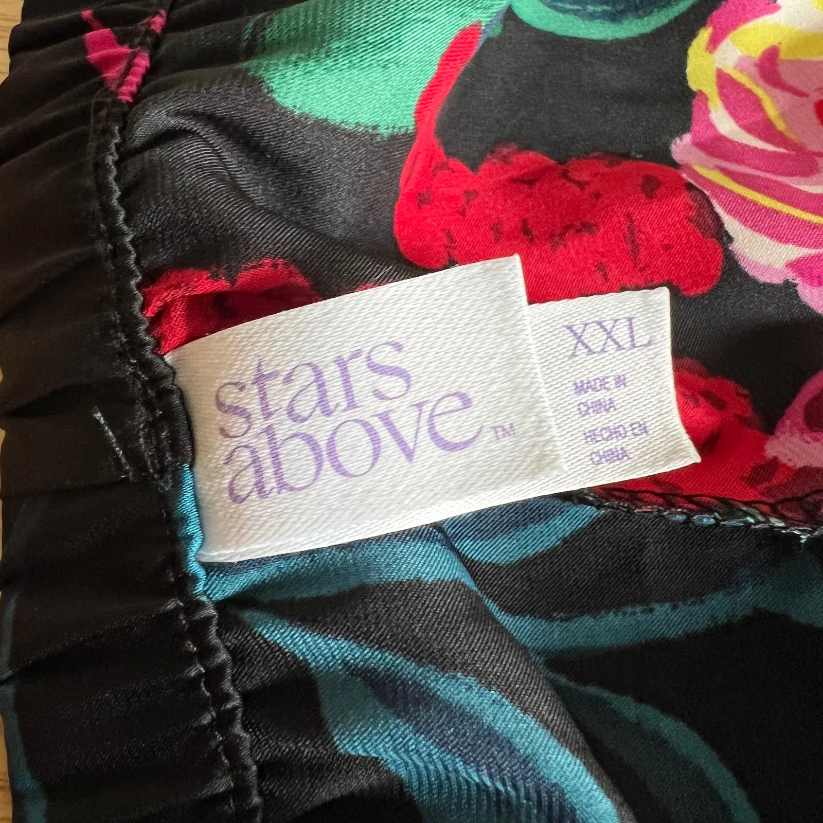 Stars Above Women's Black Floral Print Satin Pajama Shorts - Size XXL - NWT - Image 4