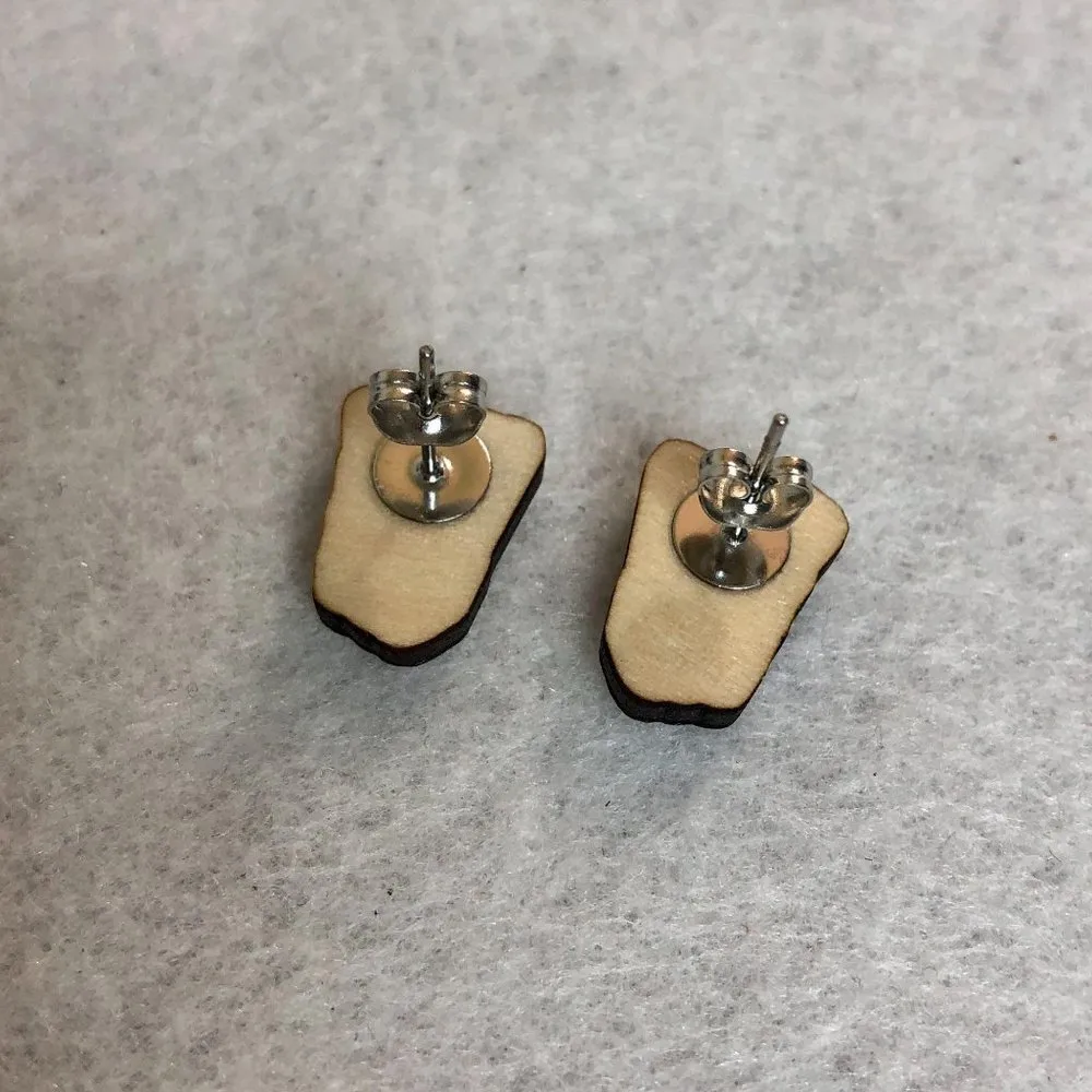 Ed, Edd, and Eddy Plank Wood Stud Earrings - Image 3