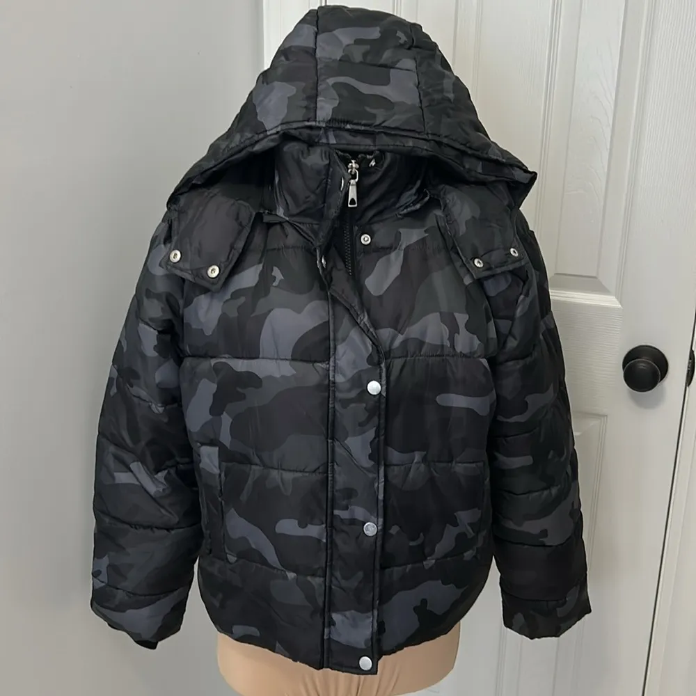Sebby Black Camo Puffer Coat - Image 2