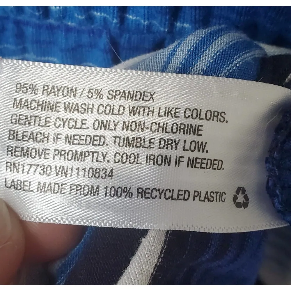 Merona Women's Blue Multicolor Rayon Scoop Neck Sleeveless Knee Length Dress XL - Image 8