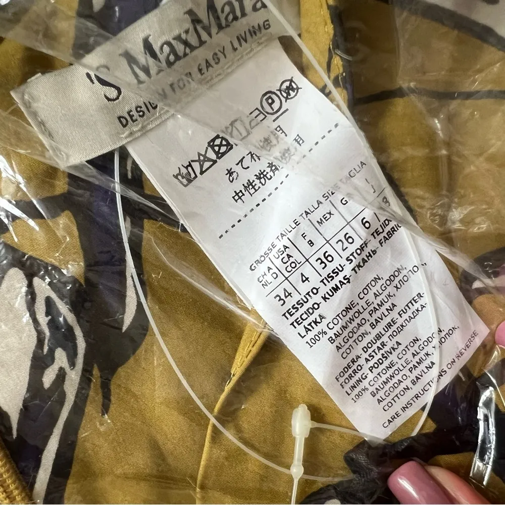 NWT S’ Max Mara Pepsi knee length dress size 4 mustard purple white floral CL - Image 9