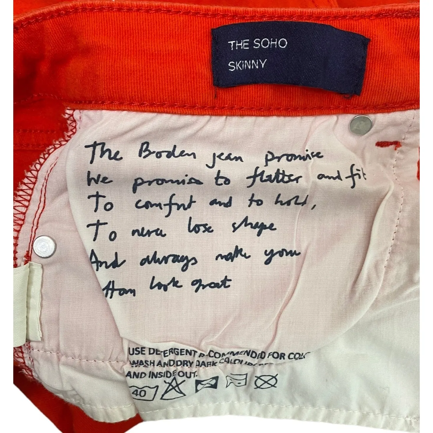 Boden The Soho Skinny Ankle Mid Rise Stretch Denim Jeans Pockets 8 P Red #4126 Size 8P - Image 10