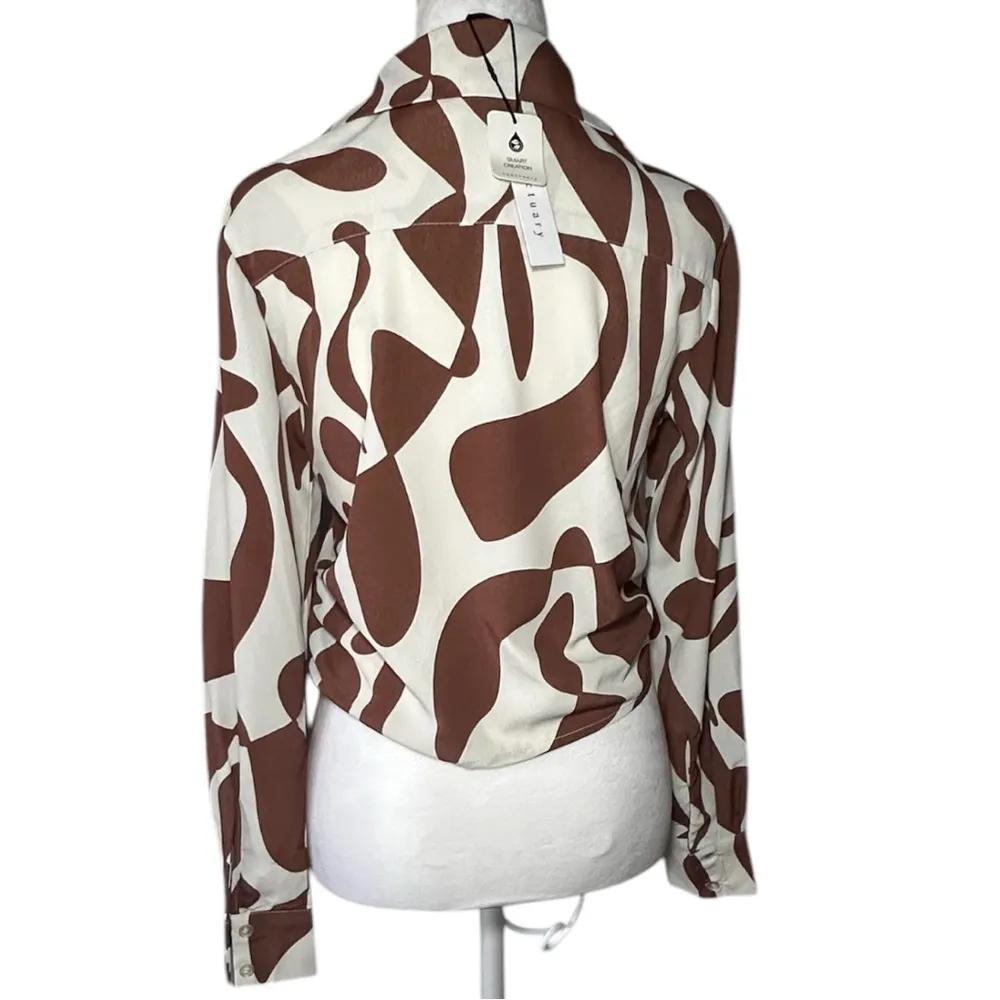 Sanctuary White and Brown Button Down Shirt with Notched Collar - Image 7