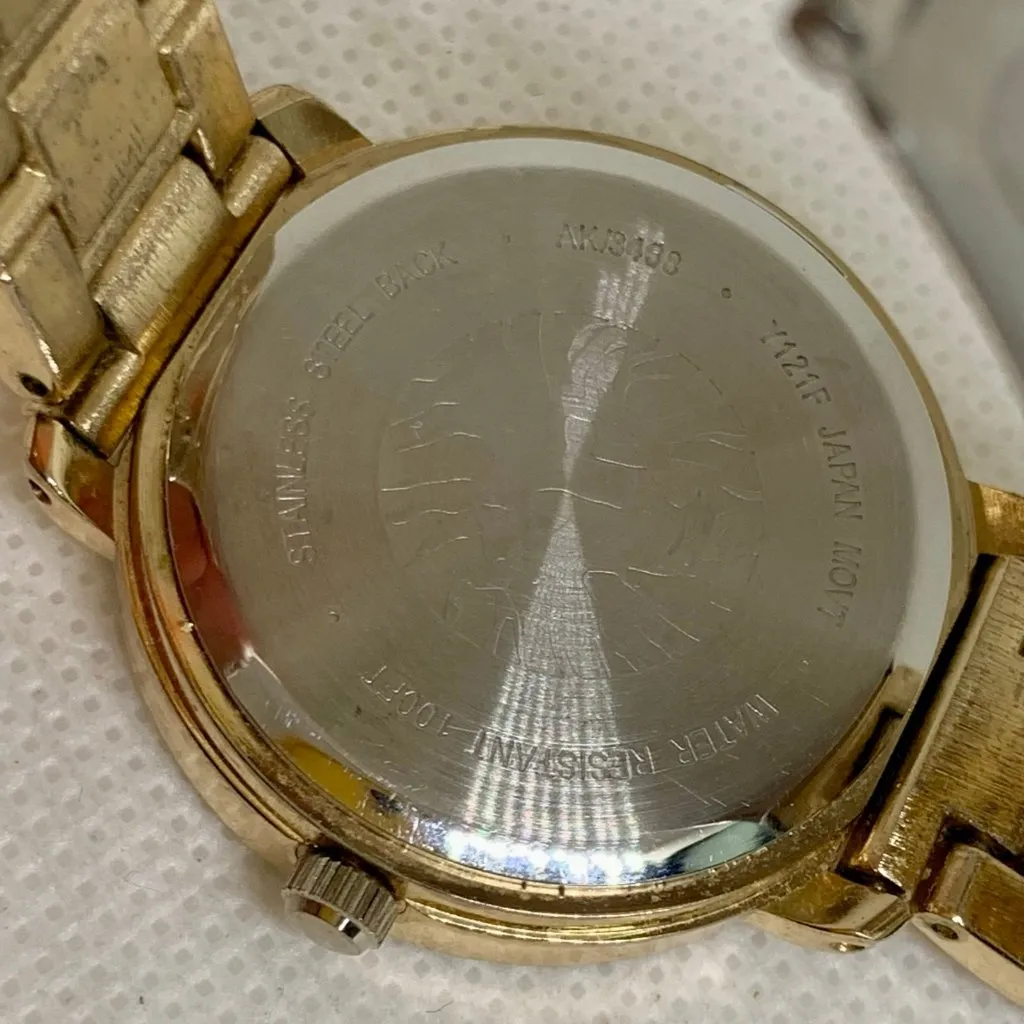 Anne Klein women’s watch gold tone 32mm black dial links band 7.5” running - Image 7