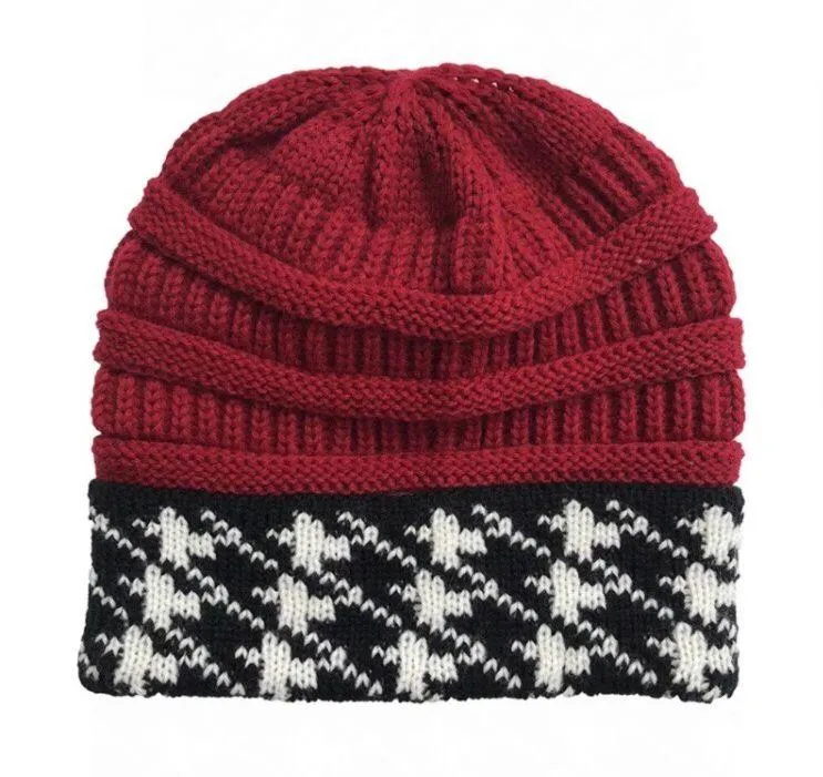 NEW Crimson Red Black White Houndstooth Knit Beanie Winter Skull Cap Hat Alabama Roll Tide - Image 2