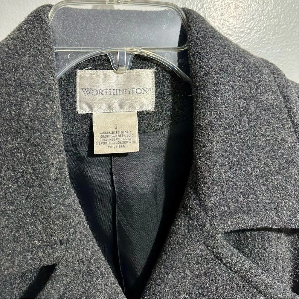 Worthington Gray Pea Coat with Wide Lapels - Image 2