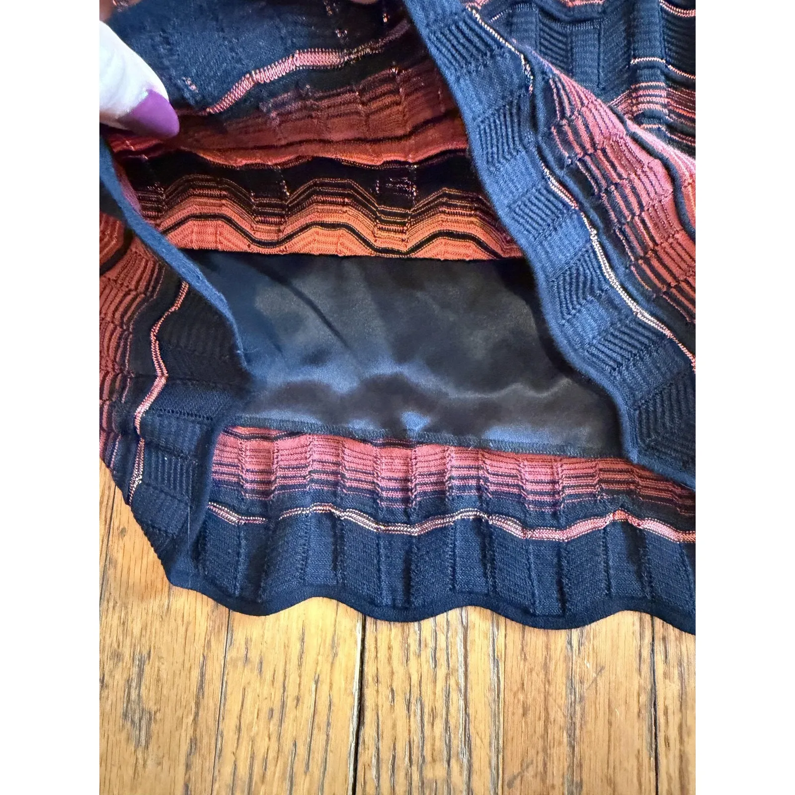 Missoni Dress Womens Small Black OrangeChevron Knit Sleeveless Lined Shift Dress - Image 8