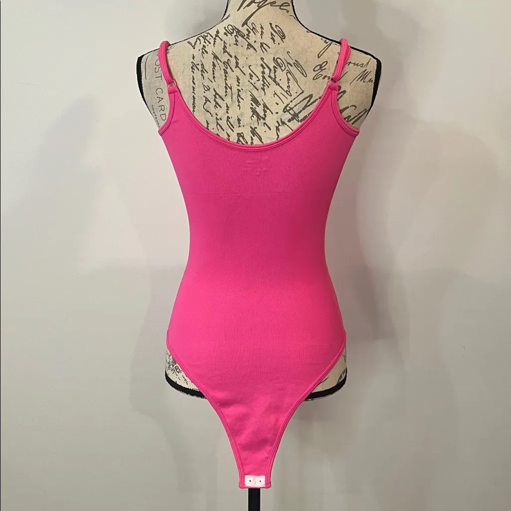 Waist cinching shapewear cheeky cut bodysuit hot pink large - Image 2