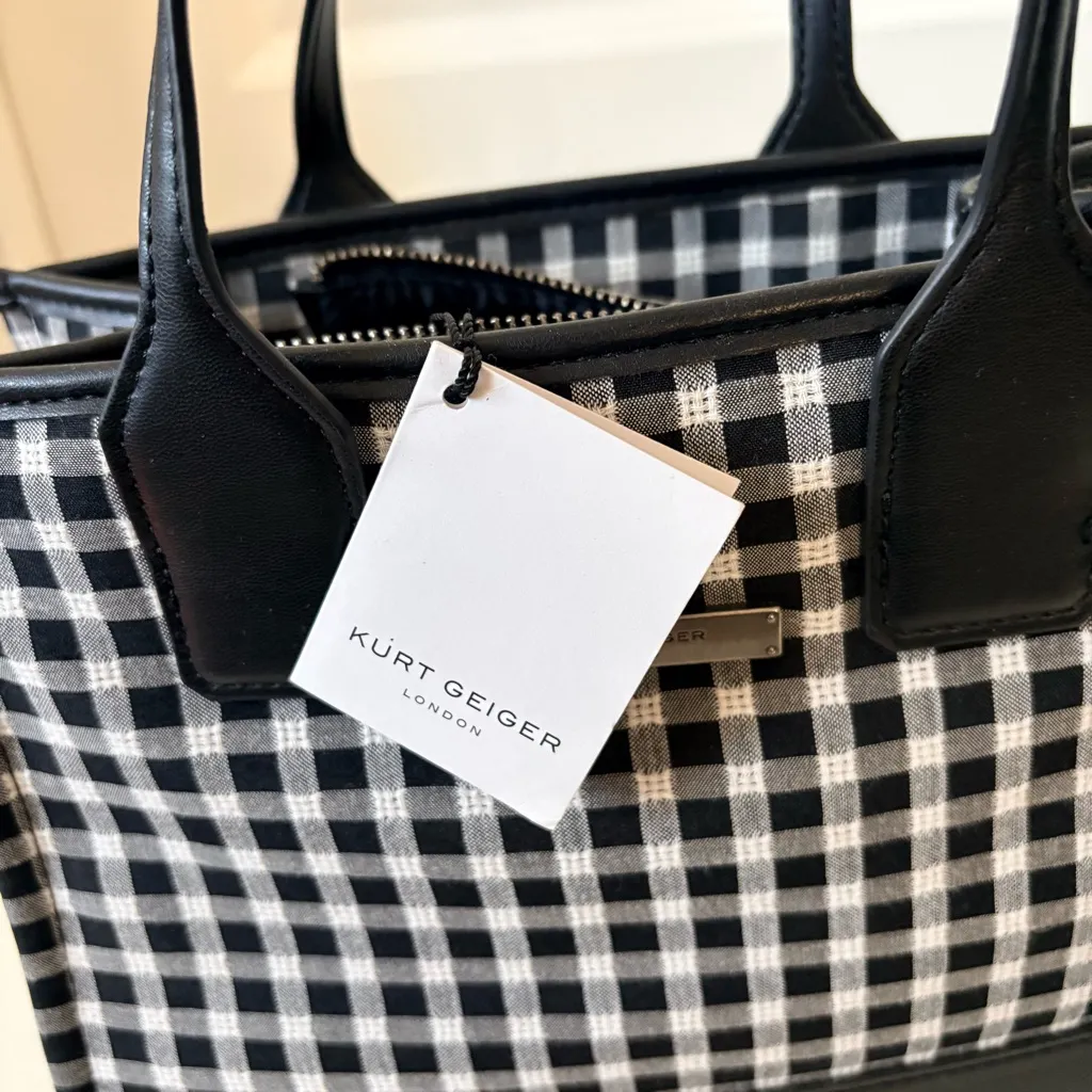 Kurt Geiger Surrey Black and White Checkered Tote NWT - Image 5