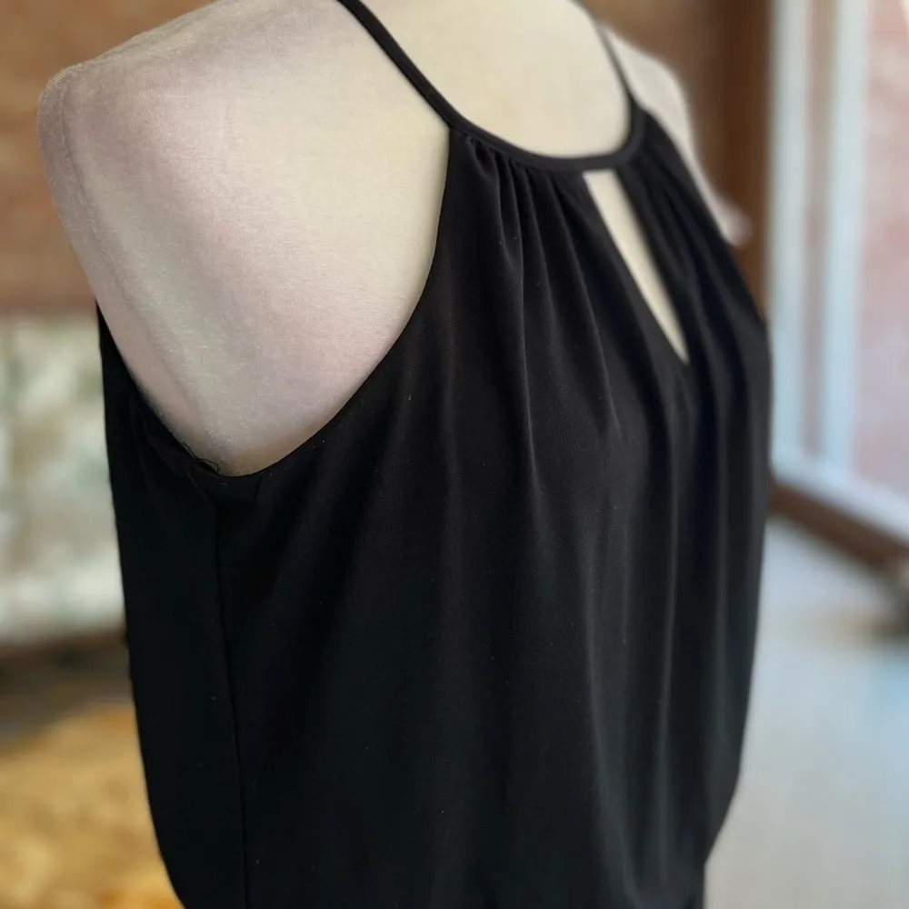 London Times Jumpsuit Cropped Wide Leg Jersey Knit Black Sleeveless 4 Cocktail - Image 13