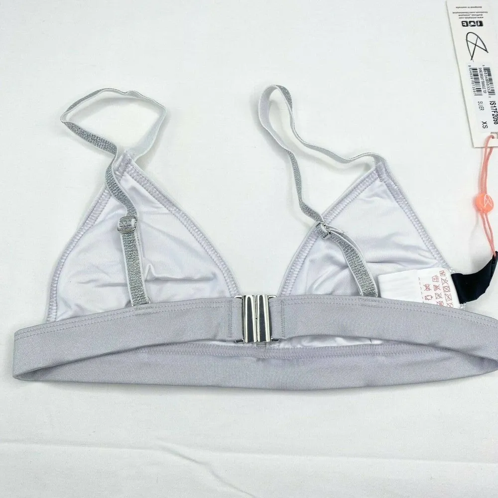 Mink Pink Shine Bright Silver Triangle Bikini Top Women's Size Extra Small XS - Image 8