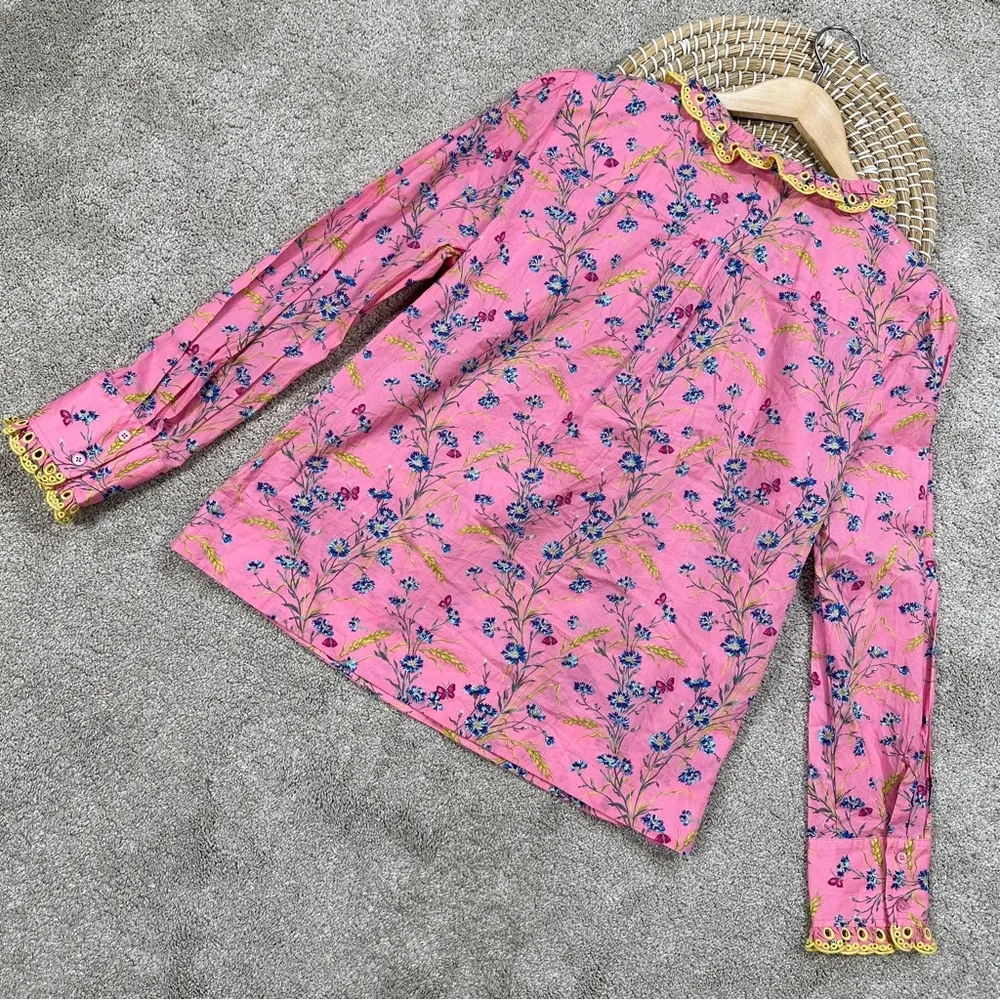 NWT J. Crew Liberty Fabric Poplin Ruffle Blouse Top Wheat Bouquet Floral Pink M - Image 10